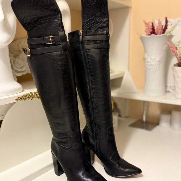 CARRANO over the knee leather boots with thick heels - Picture 2 of 14